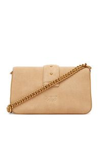 Pinko - PINKO Torebka Love One Mini Slouchy Fl PE 25 PLTT 104340 A2CC Beżowy. Kolor: beżowy. Materiał: skórzane, zamszowe