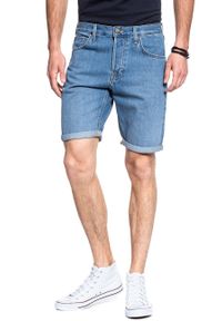 Lee - SPODENKI LEE 5 POCKET SHORT LIGHT NEWPO L73EJLKB 112120434. Okazja: na uczelnię, na co dzień. Materiał: jeans, materiał, bawełna, denim, tkanina. Długość: krótkie. Wzór: aplikacja. Sezon: lato. Styl: klasyczny, casual