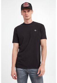 Philipp Plein - T-shirt męski PHILIPP PLEIN. Materiał: prążkowany, skóra. Wzór: haft, nadruk, aplikacja