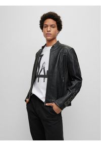 BOSS - Boss Kurtka skórzana 50492783 Czarny Slim Fit. Kolor: czarny. Materiał: skóra #1