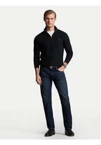 Polo Ralph Lauren Sweter 710932304505 Czarny Regular Fit. Typ kołnierza: polo. Kolor: czarny. Materiał: bawełna