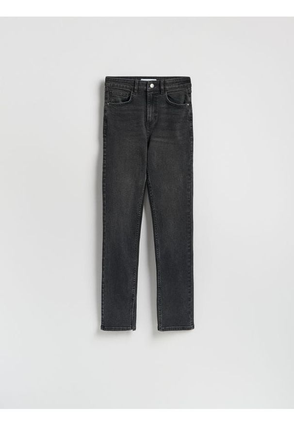 Reserved - Jeansy slim fit high waist - czarny. Stan: podwyższony. Kolor: czarny