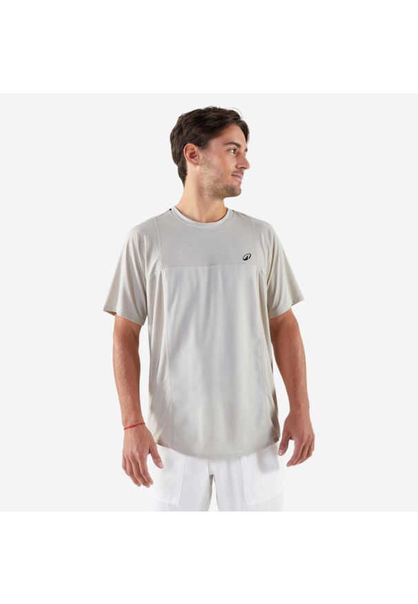 KUIKMA - Koszulka tenisowa męska krótki rękaw Artengo Dry Gaël Monfils. Kolor: beżowy. Materiał: materiał, elastan. Długość rękawa: krótki rękaw. Długość: krótkie. Sport: tenis