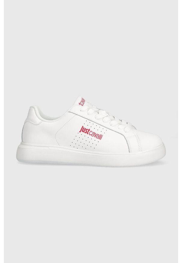 Just Cavalli sneakersy kolor biały 75RA3SB3 ZP279 003. Nosek buta: okrągły. Zapięcie: sznurówki. Kolor: biały. Materiał: guma
