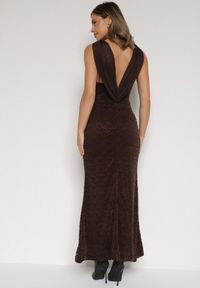 Born2be - Brązowa Asymetryczna Sukienka z Falbaną Nawedina. Kolor: brązowy. Materiał: poliester. Typ sukienki: asymetryczne #4