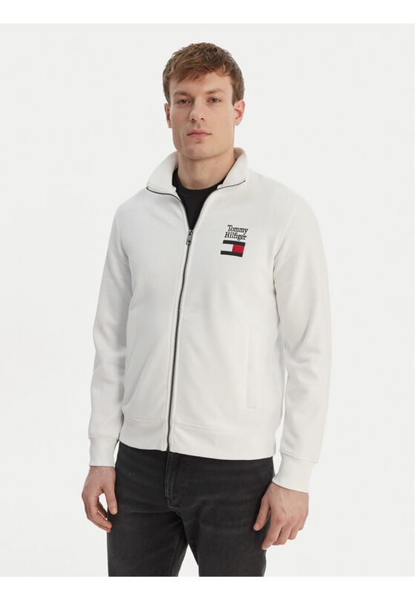 TOMMY HILFIGER - Tommy Hilfiger Bluza Embro MW0MW42466 Biały Regular Fit. Kolor: biały. Materiał: bawełna