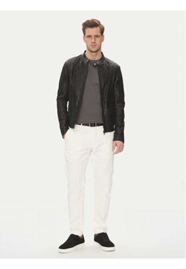 Serge Pariente Kurtka skórzana Leni Czarny Slim Fit. Kolor: czarny. Materiał: skóra