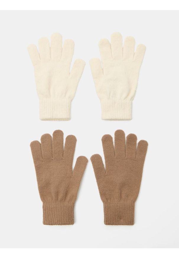 Sinsay - Rękawiczki 2 pack - kremowy. Kolor: kremowy