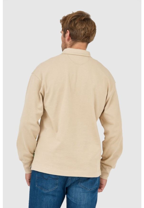 La Martina - LA MARTINA Beżowa męska bluza polo z wyszywanym logo, Rozmiar XL. Typ kołnierza: polo. Kolor: beżowy. Materiał: jersey