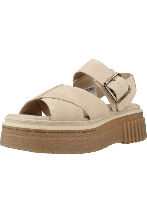 Clarks - Sandały CLARKS EVAMAR WISH Jasnobrązowy. Kolor: beżowy, wielokolorowy, brązowy. Materiał: skóra. Sezon: lato