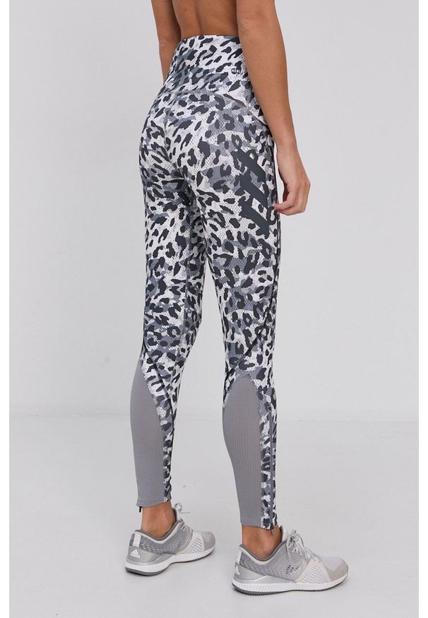 adidas Performance Legginsy damskie kolor szary wzorzyste. Kolor: szary. Materiał: dzianina