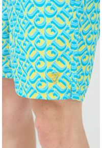 Guess - GUESS Szorty kąpielowe niebiesko-żółte. Kolor: wielokolorowy. Materiał: poliester