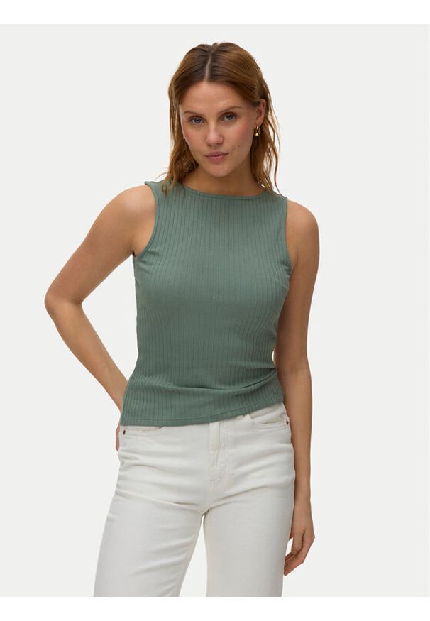 Vero Moda Top Ruby 10342997 Zielony Slim Fit. Kolor: zielony. Materiał: bawełna
