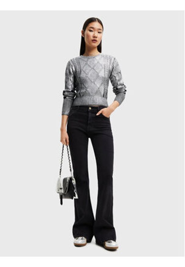 Desigual Sweter Johanna 22WWJF69 Srebrny Regular Fit. Kolor: srebrny. Materiał: bawełna