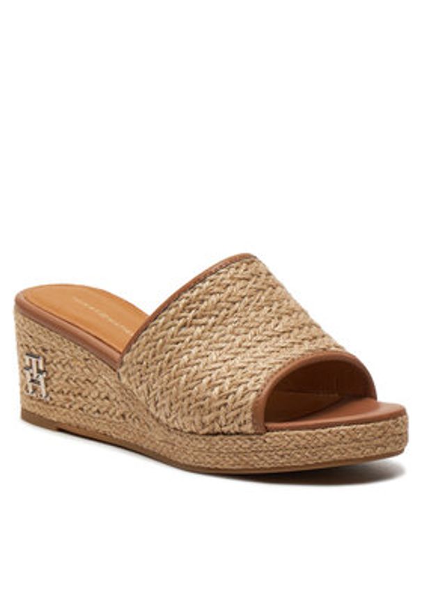 TOMMY HILFIGER - Tommy Hilfiger Espadryle Th Rope Wedge Sandal FW0FW07927 Beżowy. Kolor: beżowy. Materiał: materiał