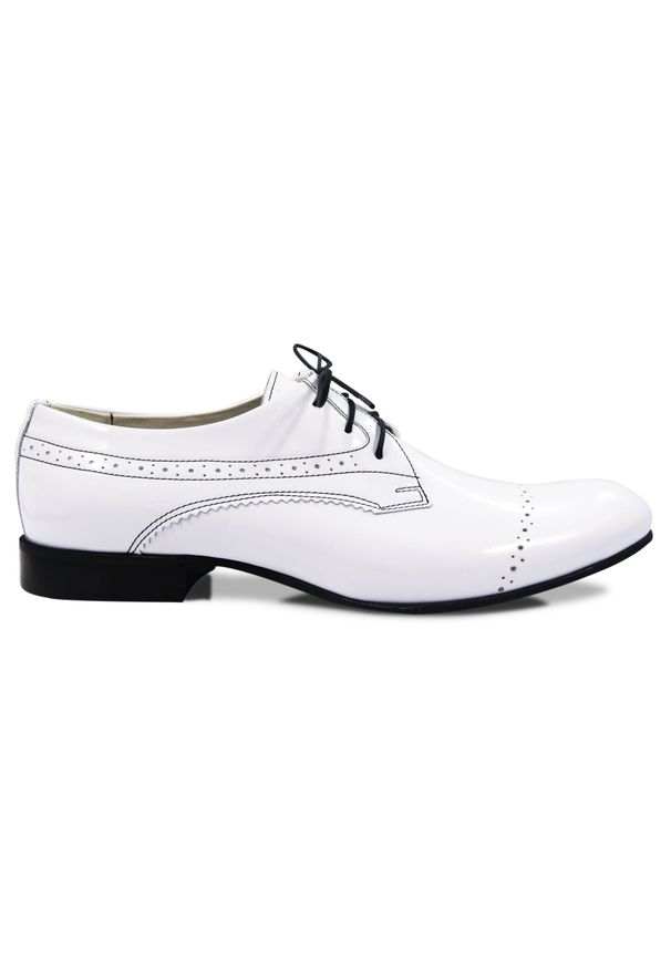 Modini - Oryginalne białe lakierowane obuwie męskie T75. Kolor: biały. Materiał: lakier. Styl: klasyczny, wizytowy