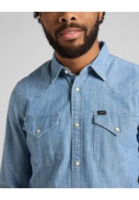 Lee - LEE REGULAR WESTERN MĘSKA KOSZULA JEANSOWA NAVY L66WNS35 112145395. Materiał: jeans #5