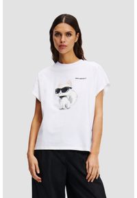 Karl Lagerfeld - KARL LAGERFELD Biały damski t-shirt Ikon Aquarelle C Loose, Rozmiar S. Kolor: biały #1