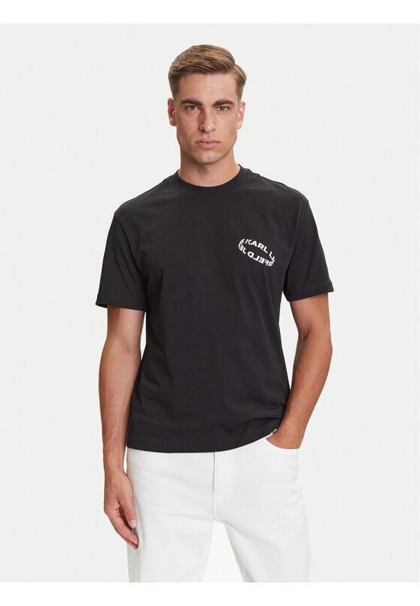 Karl Lagerfeld Jeans T-Shirt A3M17031 Czarny Regular Fit. Kolor: czarny. Materiał: bawełna