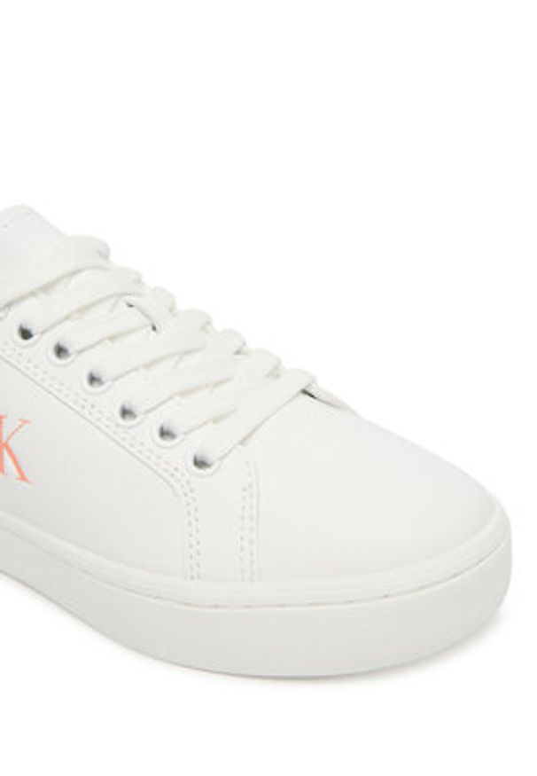 Calvin Klein Jeans Sneakersy Classic Cupsole Ru Patch Lth Wn YW0YW01845 Biały. Kolor: biały. Materiał: skóra
