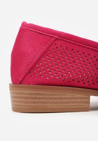 Renee - Fuksjowe Mokasyny Vices z Perforacją z Wkładką ze Skóry Naturalnej Felithria. Okazja: na co dzień. Kolor: różowy. Materiał: skóra. Wzór: aplikacja. Obcas: na obcasie. Styl: casual, klasyczny, elegancki. Wysokość obcasa: niski #3