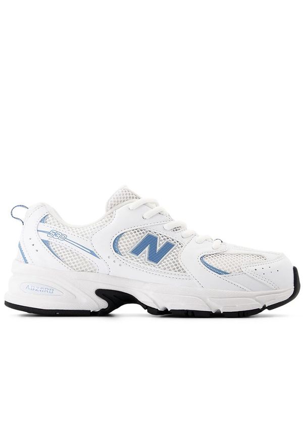 Buty młodzieżowe New Balance GR530CJ - białe. Okazja: na co dzień. Kolor: biały. Materiał: guma, syntetyk, materiał. Szerokość cholewki: normalna