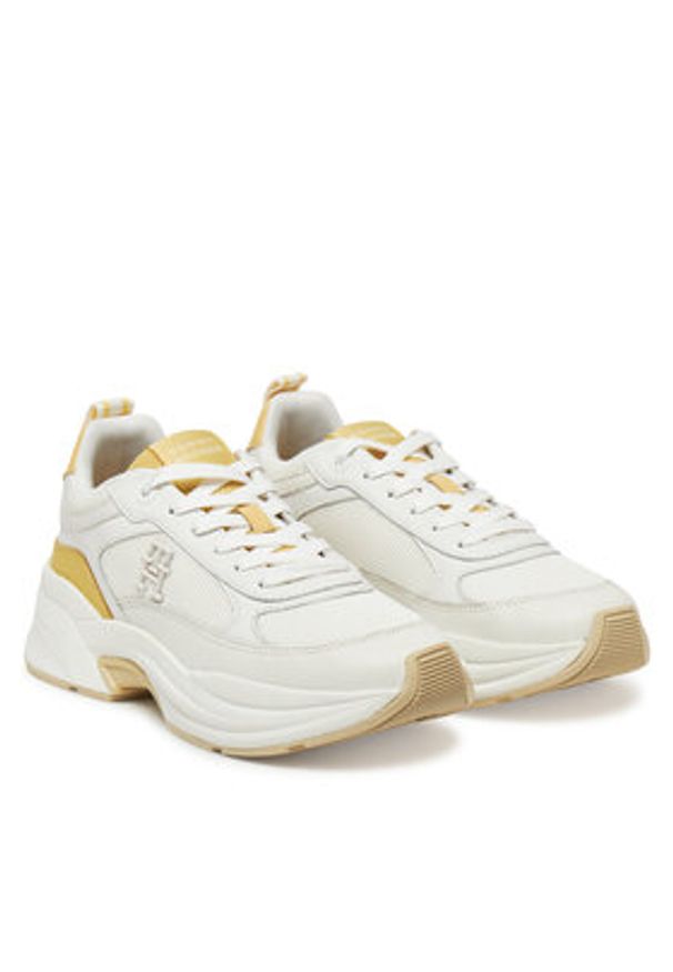 TOMMY HILFIGER - Tommy Hilfiger Sneakersy Th Chunky Runner FW0FW08474 Biały. Kolor: biały. Materiał: skóra