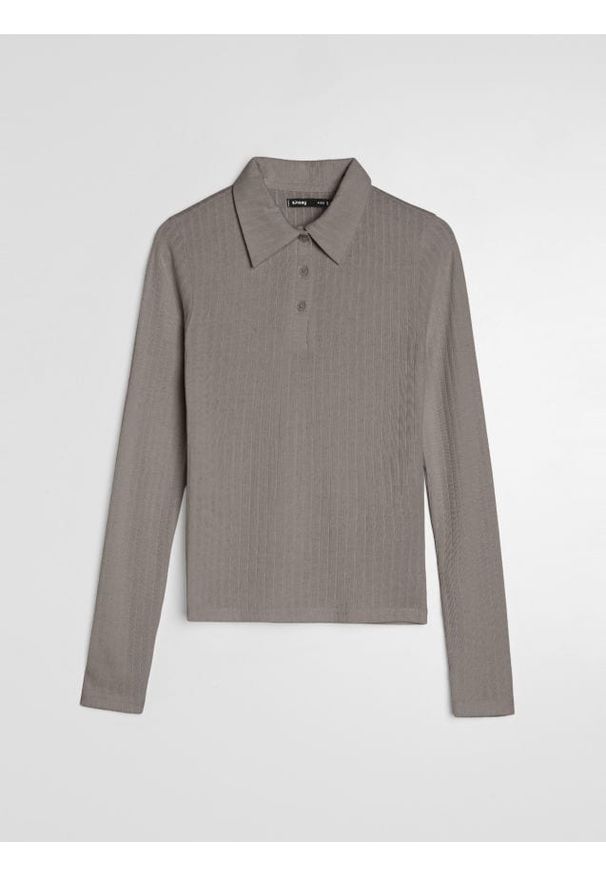 Sinsay - Koszulka polo z domieszką wiskozy - brązowy. Typ kołnierza: polo. Kolor: brązowy. Materiał: wiskoza