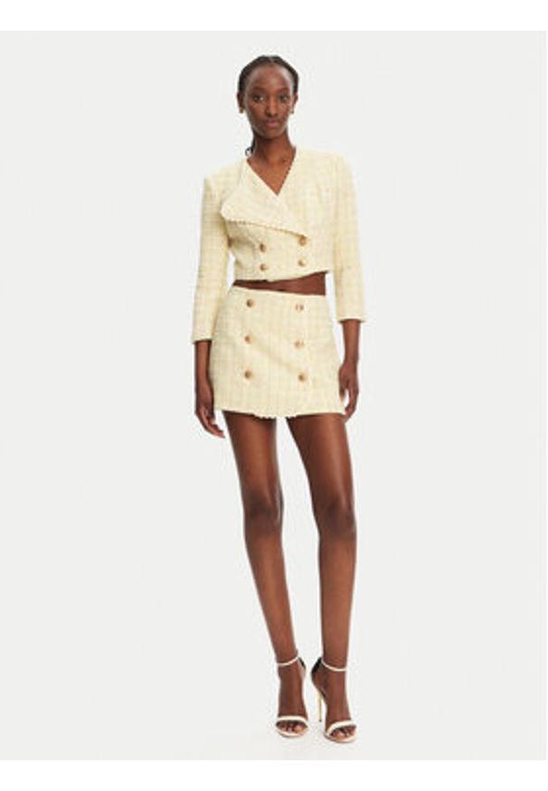 Elisabetta Franchi Spódnica mini GO-116-52E2-V420 Żółty Regular Fit. Kolor: żółty. Materiał: bawełna