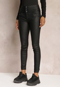 Renee - Czarne Spodnie High Waist Skinny z Ekoskóry Opmin. Stan: podwyższony. Kolor: czarny #5