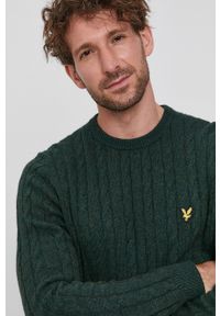 Lyle & Scott - Sweter z domieszką wełny. Okazja: na co dzień. Kolor: zielony. Materiał: wełna. Długość rękawa: długi rękaw. Długość: długie. Wzór: ze splotem. Styl: casual #2
