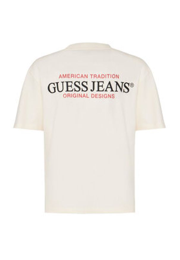 Guess Jeans T-Shirt M4BI75 K8FQ4 Écru Overshirt Fit. Materiał: bawełna