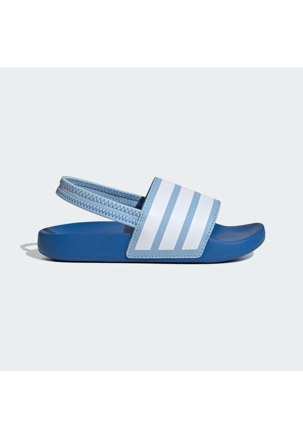 Adidas - Klapki adilette Estrap Kids. Okazja: na plażę. Kolor: biały, wielokolorowy, niebieski
