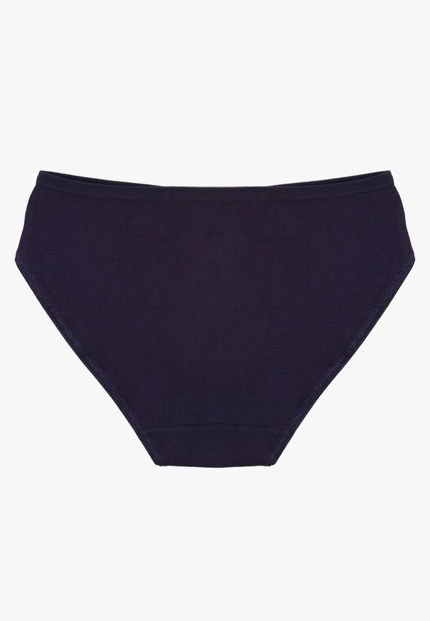 Born2be - Granatowe Gładkie Majtki Figi z Bawełny Venessila. Kolor: niebieski. Materiał: bawełna. Wzór: gładki