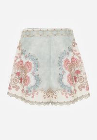 Born2be - Zielone Letnie Szorty w Stylu Boho z Kwiatowym Motywem i Paskiem Sharoria. Okazja: na co dzień. Kolor: zielony. Długość: długie. Wzór: kwiaty. Sezon: lato. Styl: boho #8