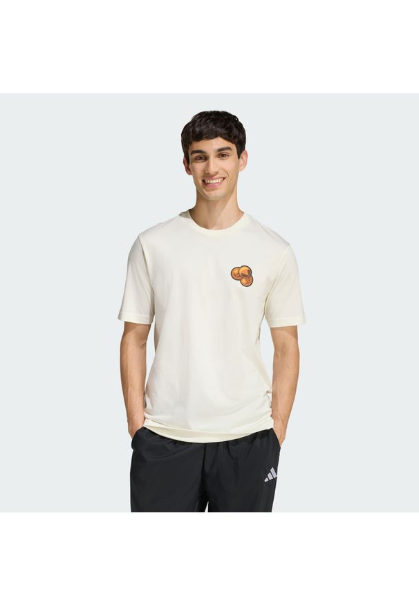 Adidas - Koszulka Z Nadrukiem Snack Bubble Gum. Kolor: biały. Materiał: guma. Wzór: nadruk. Sport: fitness