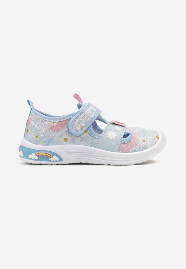 Born2be - Jasnoniebieskie Sandały z Wycięciami ze Skórzaną Wkładką Terial. Kolor: niebieski. Materiał: skóra. Sezon: lato. Styl: elegancki