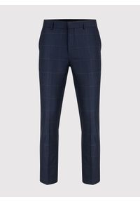 Pako Lorente - PAKO LORENTE – Granatowe spodnie garniturowe w kratę Windowpane. Kolor: niebieski. Materiał: poliester, elastan, wiskoza #5