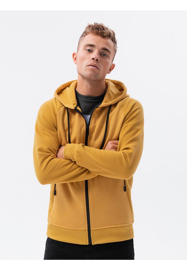 Żółta bluza Ombre Clothing z kapturem