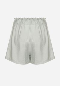 Born2be - Jasnozielone Wiskozowe Szorty w Stylu Paper Bag z Paskiem Saramora. Okazja: na co dzień, na spacer. Kolor: zielony. Materiał: wiskoza. Sezon: lato. Styl: elegancki, casual
