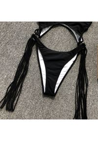 Intica - Strój kąpielowy z wycięciami i frędzlami na plażę i basen Helfriede. Kolor: czarny. Materiał: tkanina, materiał #5