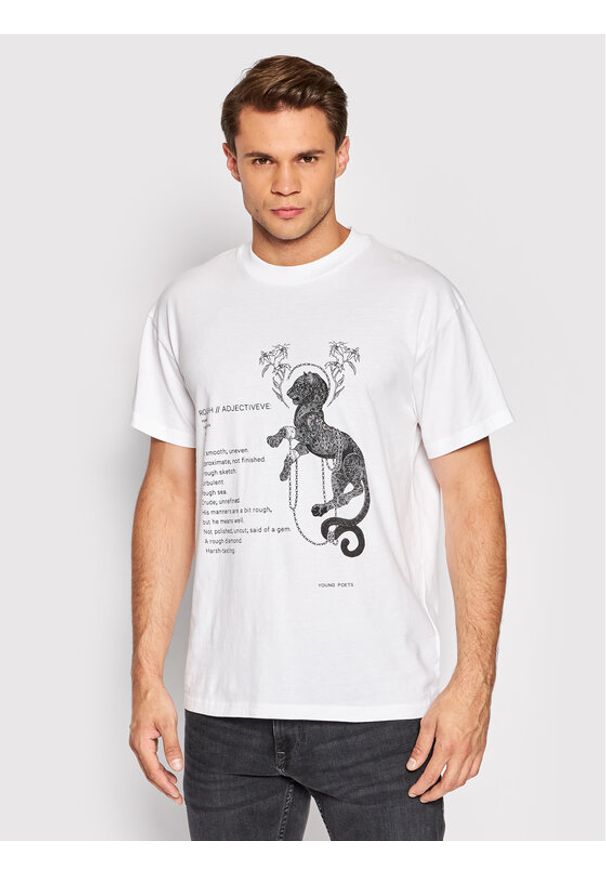 Young Poets Society T-Shirt Rough Leo Daylen 107264 Biały Regular Fit. Kolor: biały. Materiał: bawełna