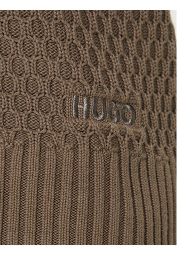 Hugo - HUGO Sweter Syer 50546995 Beżowy Regular Fit. Kolor: beżowy. Materiał: bawełna