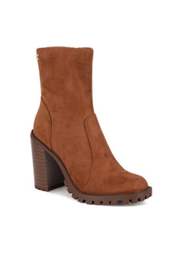 Nine West Botki WFA2947-1 Brązowy. Kolor: brązowy. Materiał: materiał