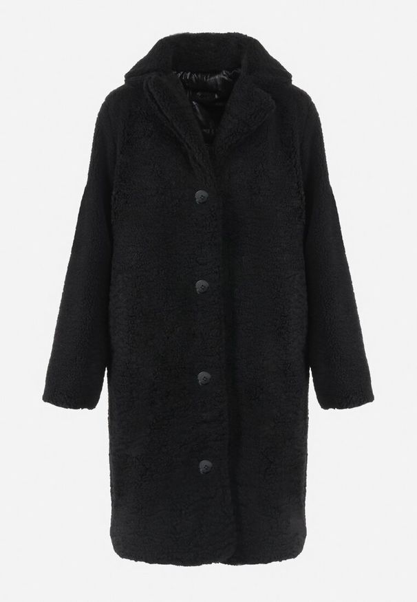 Born2be - Czarny Płaszcz Futrzany Teddy Gavi. Okazja: na spacer, na co dzień. Kolor: czarny. Materiał: futro. Sezon: zima. Styl: elegancki, casual, klasyczny