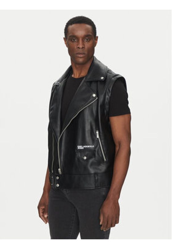Karl Lagerfeld Jeans Kurtka przejściowa A1M15005 Czarny Regular Fit. Kolor: czarny. Materiał: bawełna, skóra