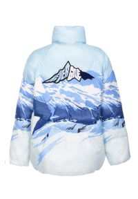 Pinko - PINKO - Pikowana kurtka z nadrukiem górskim. Okazja: na spacer. Kolor: niebieski. Materiał: nylon. Wzór: nadruk. Sezon: zima #2