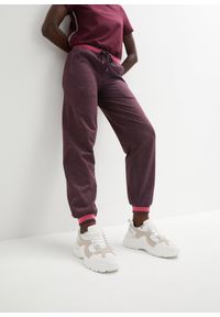 bonprix - Spodnie dresowe z mieszanki bawełny, 2-pak. Kolor: czarny. Materiał: bawełna, dresówka. Wzór: prążki #1