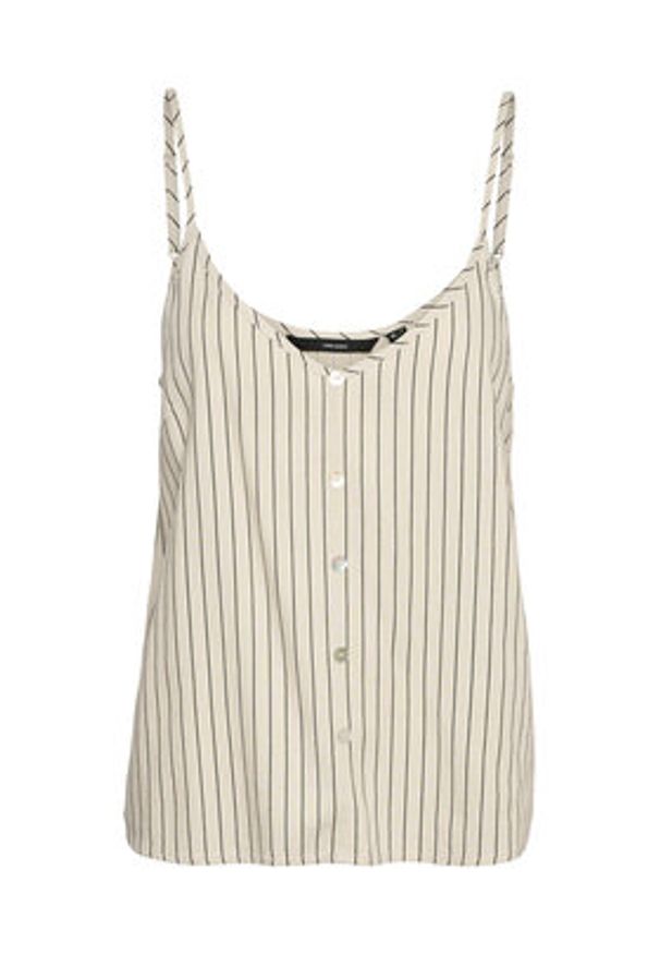 Vero Moda Top Mymilo 10303690 Beżowy Regular Fit. Kolor: beżowy. Materiał: len
