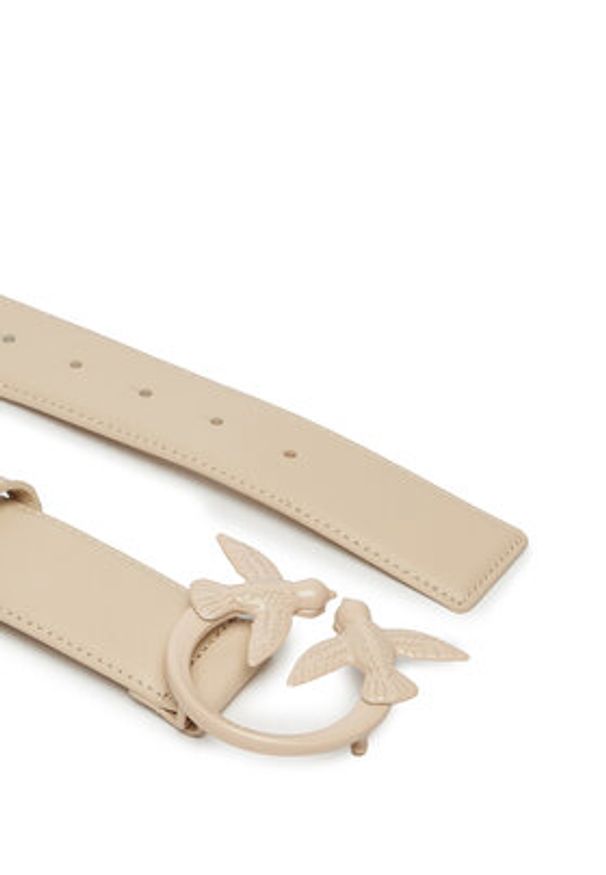Pinko Pasek Damski Love Berry H4 Belt AI 24-25 PLT01 100120 A1K2 Beżowy. Kolor: beżowy. Materiał: skóra